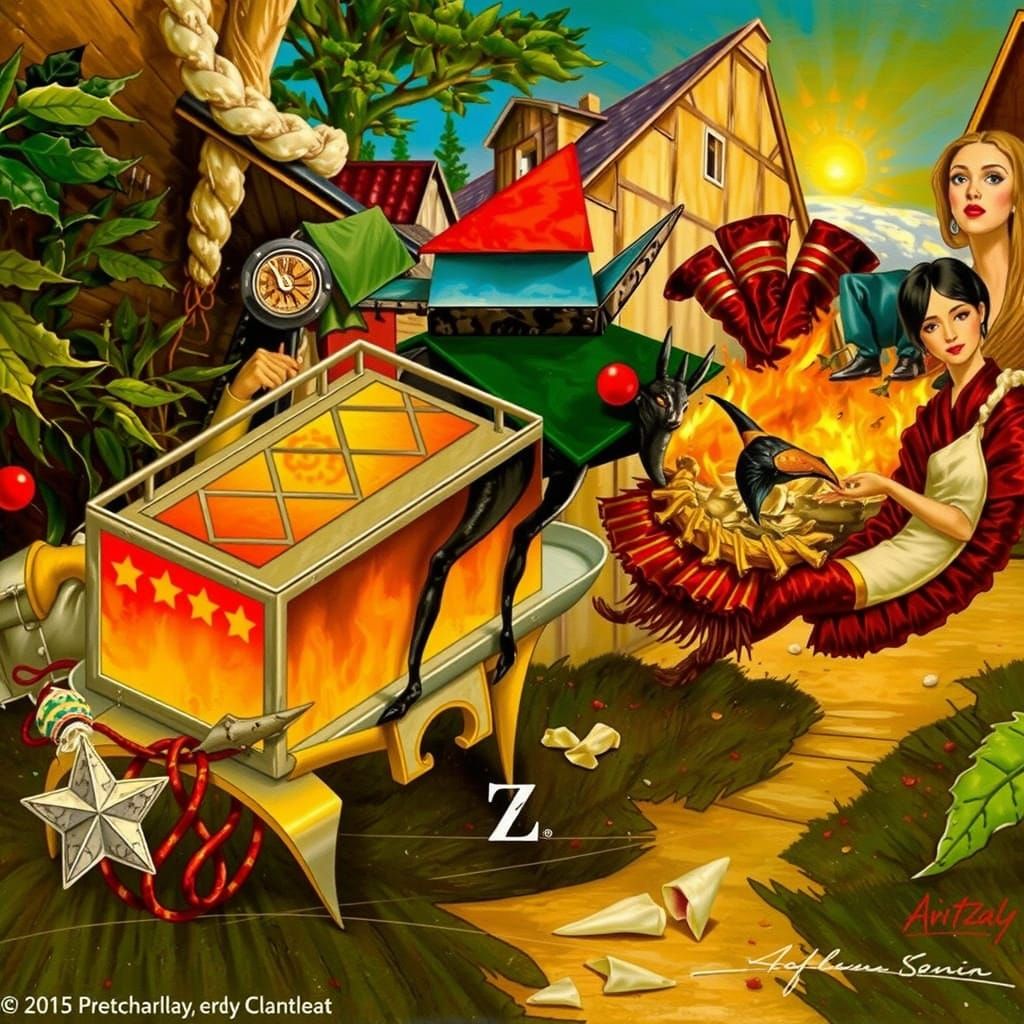 Abstract Geometric Composition of Shapes in Bold Colors