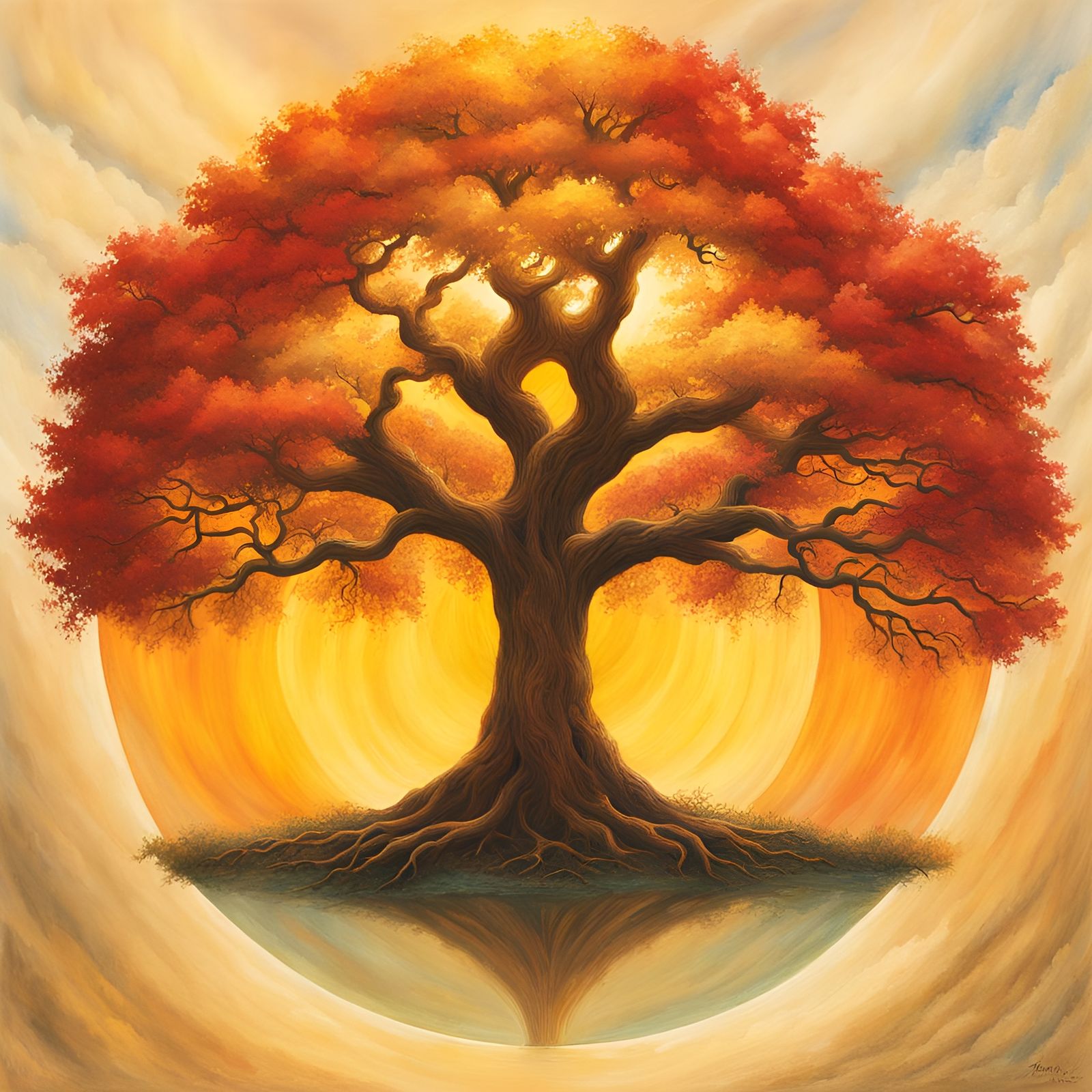 Tree of Life in Radiant Golden Light