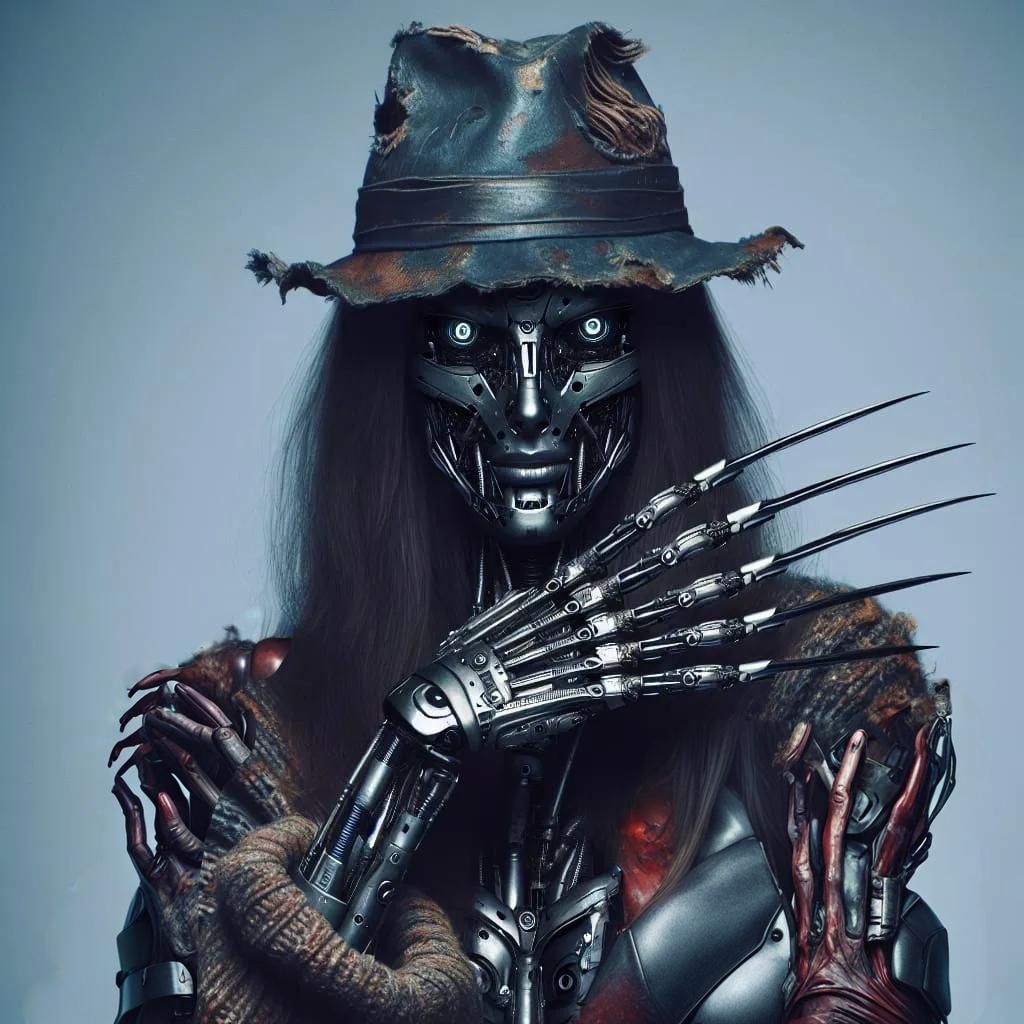 Futuristic Cyborg Female Freddy Krueger Concept Art