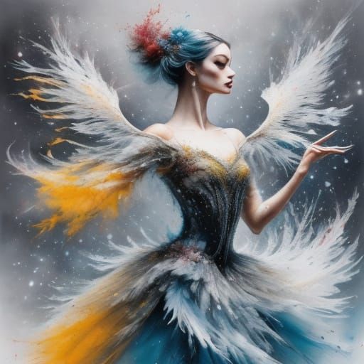 Fantastical Fairy Dancing on Ice in Dreamy Watercolor