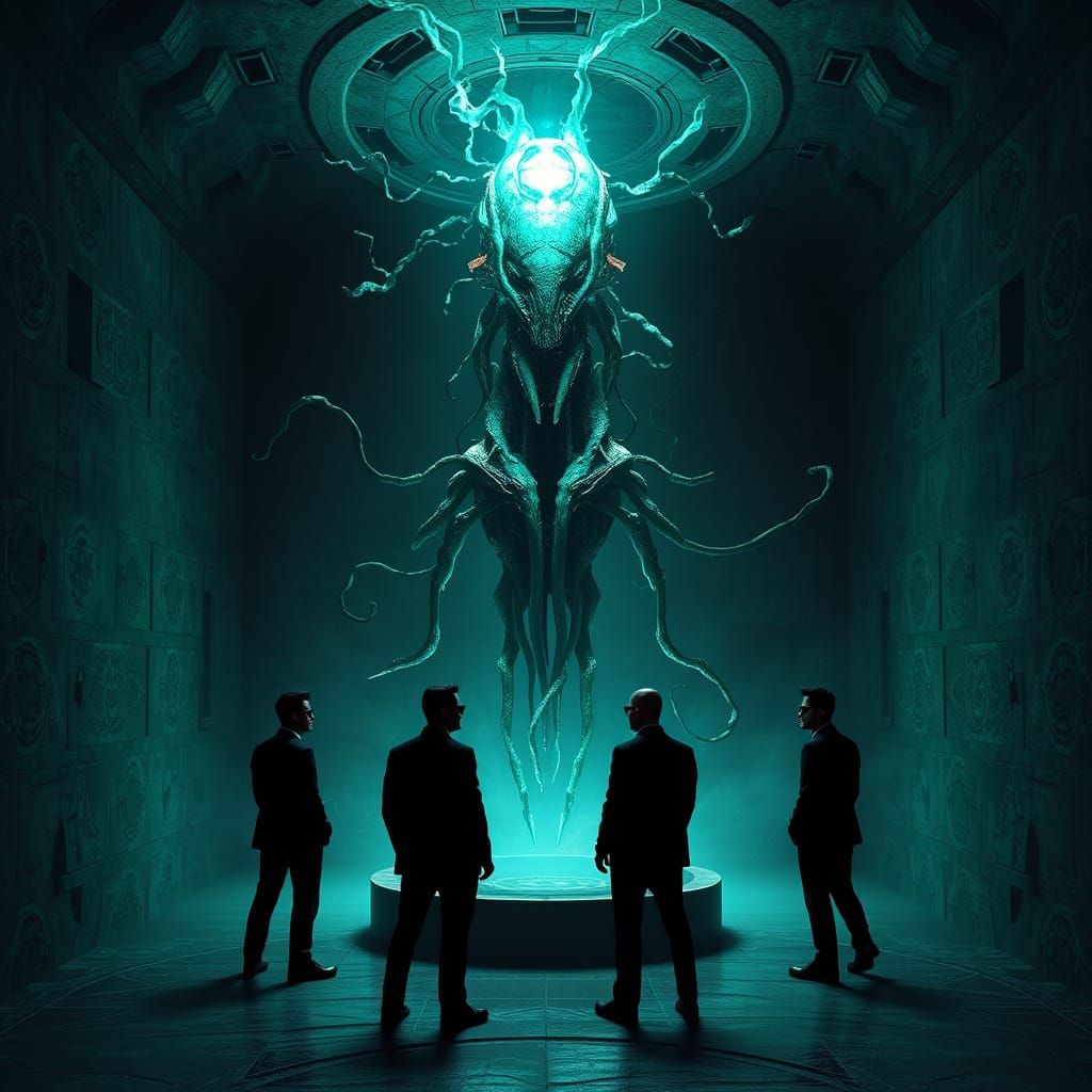 Men in Black Uncover Alien Artifact in Dark, Eerie Chamber