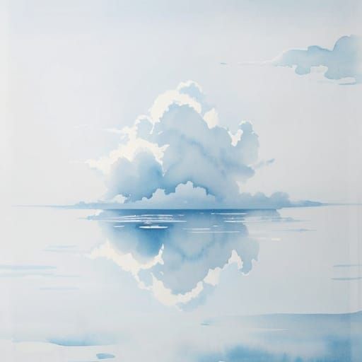 Minimalist Watercolor Cloud of Swirling Water