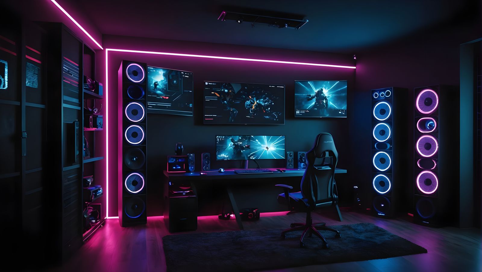 RGB Gaming PC in Dark Modern Room