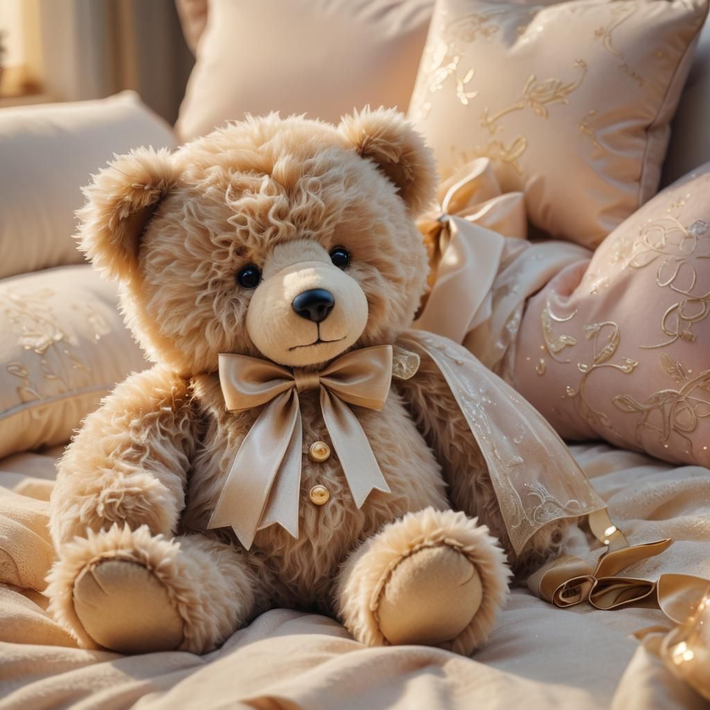 Cute Teddy Bear in Dreamy Golden Light