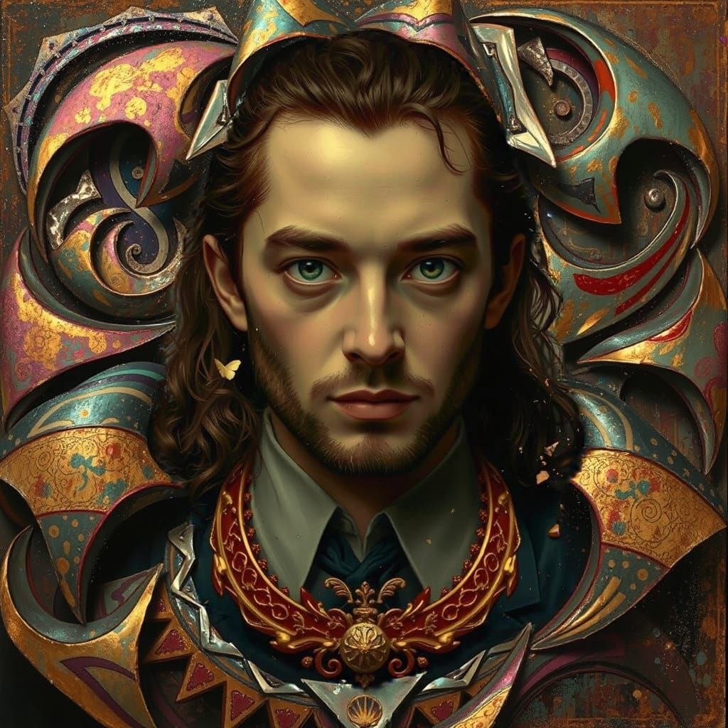 Abstract Expressionism with Iridescent Swirling Patterns