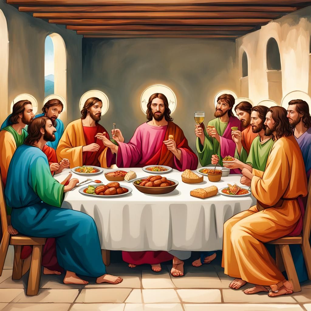 Jesus Christ's Last Supper with Disciples