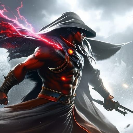 Powerful Man in Storm: Hyperrealistic Concept Art