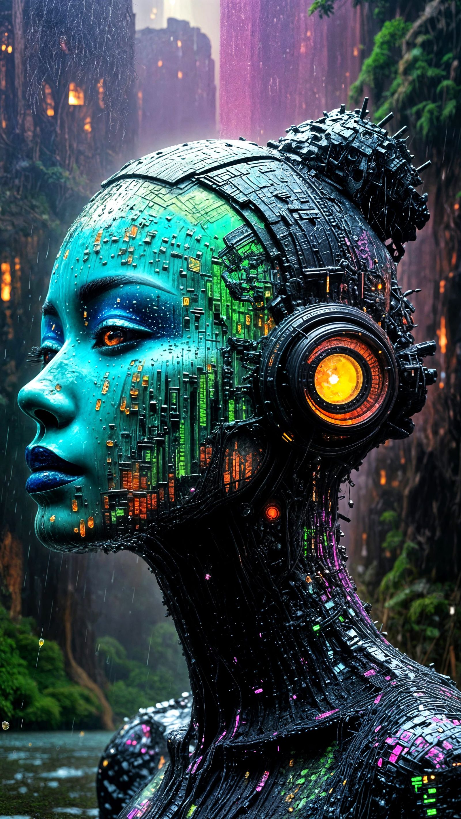 Transparent Cyborg Mask with Bioluminescent Organs