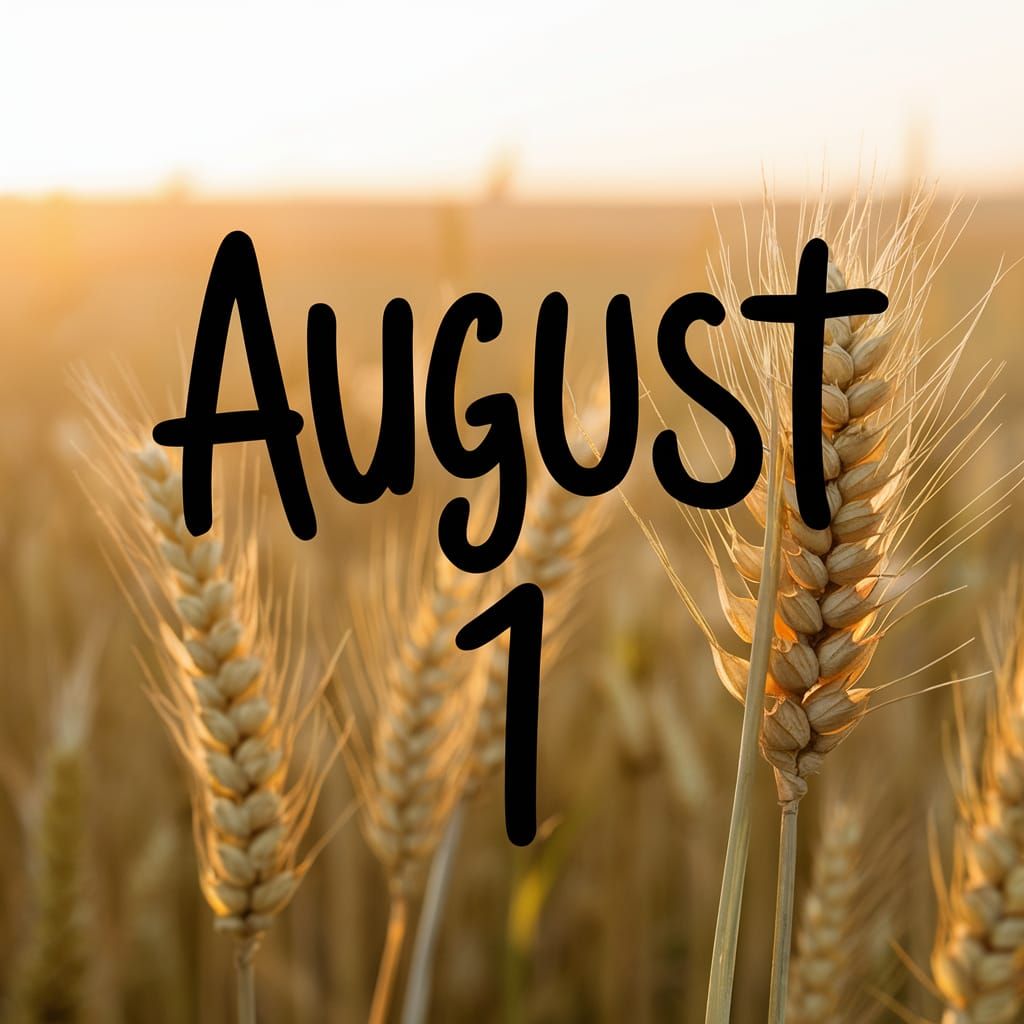 August 1 Typography in Golden Wheat Field