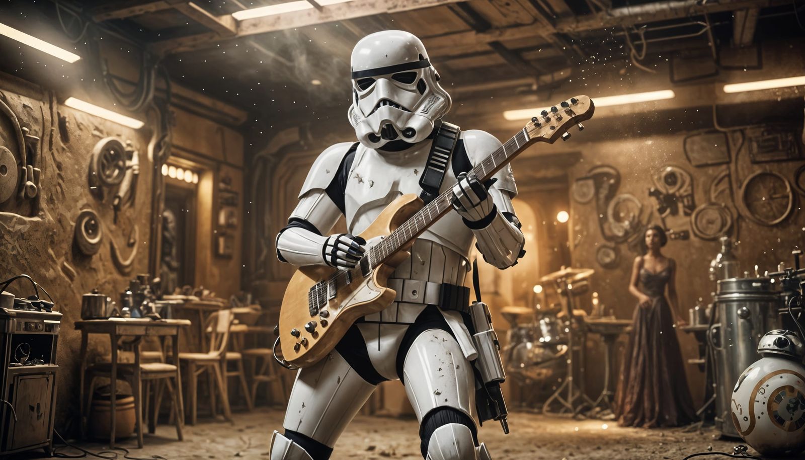 Elegant Animated Portrait in Dimly Lit Cantina