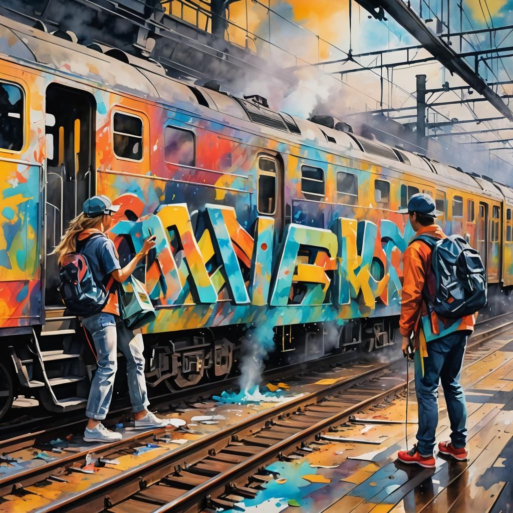 Graffiti Artists Create Impressionistic Gouache Train Art