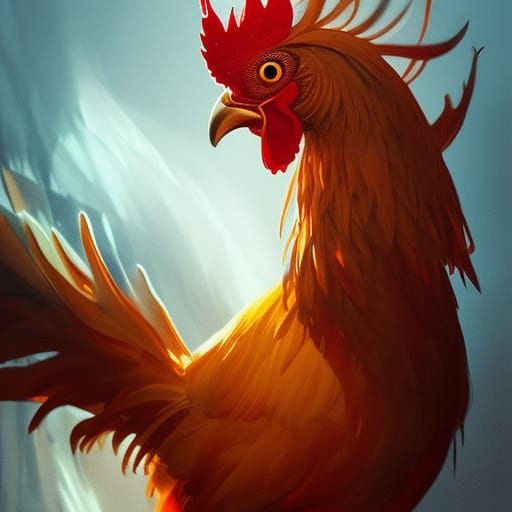Fiery Rooster: Dark Fantasy Digital Art
