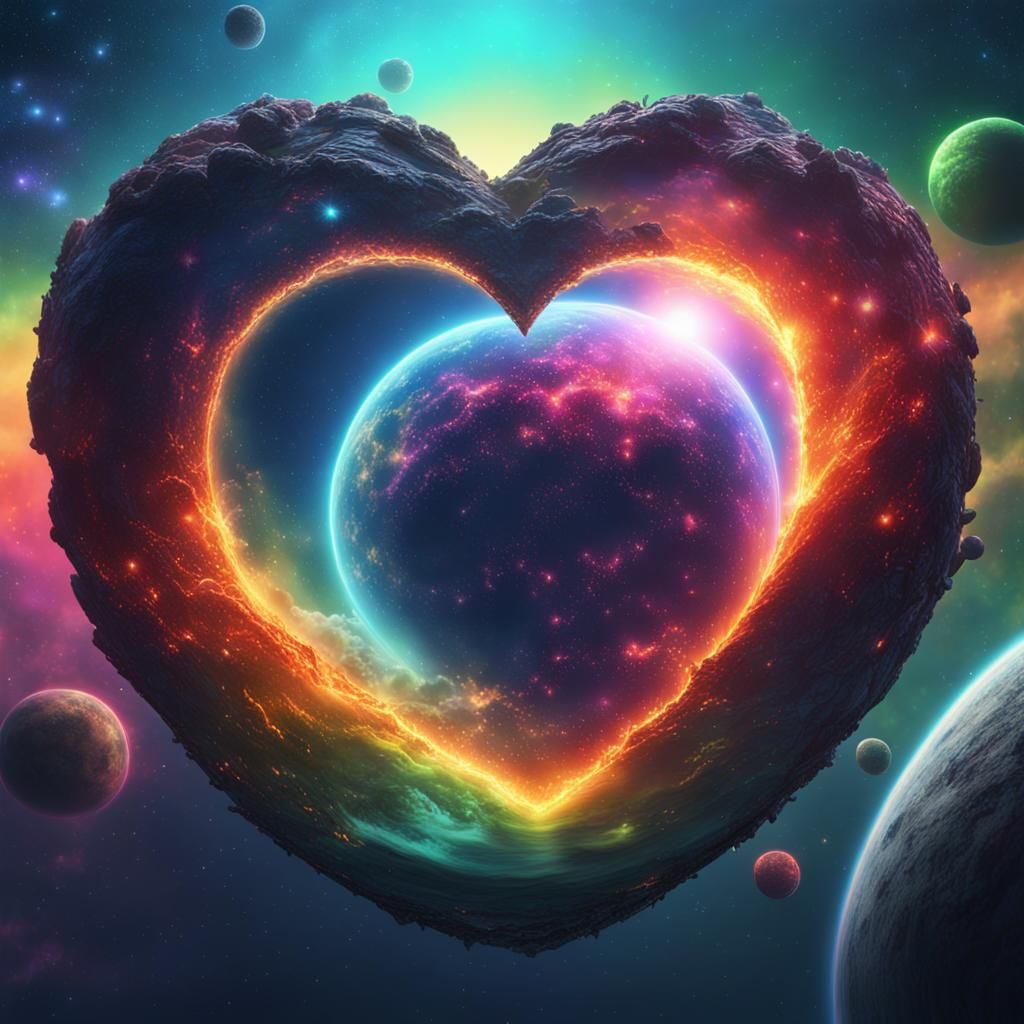 Rainbow Galaxy: A Magical Heart-Shaped Planet
