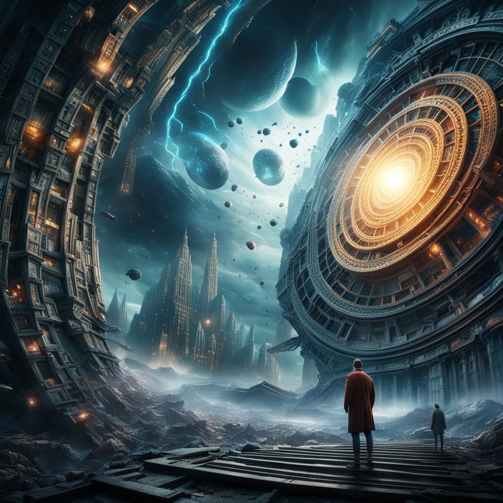 Dramatic Time Vortex in Digital Matte Painting Style