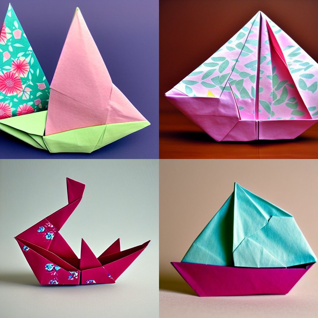 Floral Origami Ship: Delicate Paper Vessel