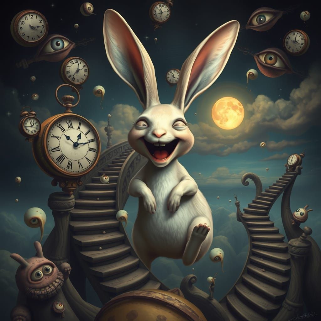 Surreal Rabbit in Dreamlike Landscape