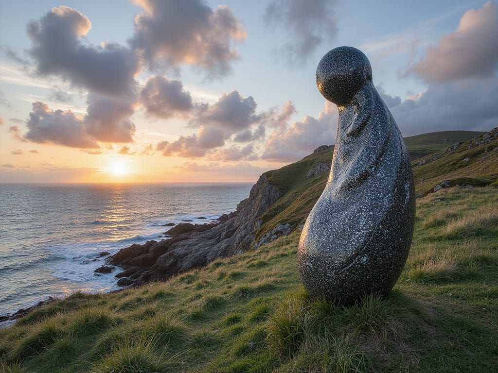 Tempestuousness in a Rock Lace Pebble 3D Collage Sculpture U...