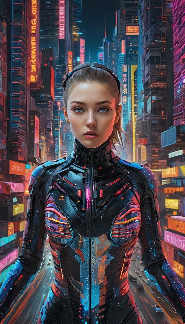 Cyberpunk Animal Cyborg Speeds Across Futuristic Cityscape