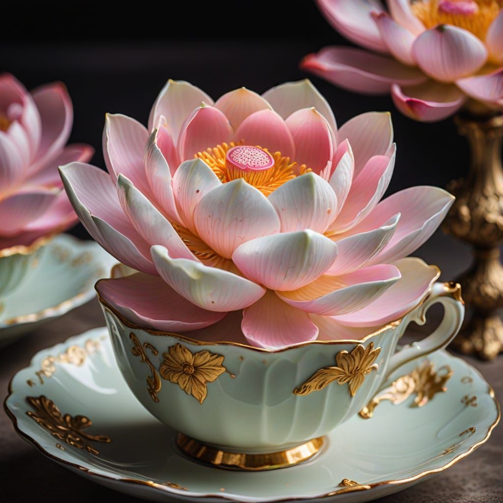 Rococo Porcelain Figure of a Pink Lotus Flower