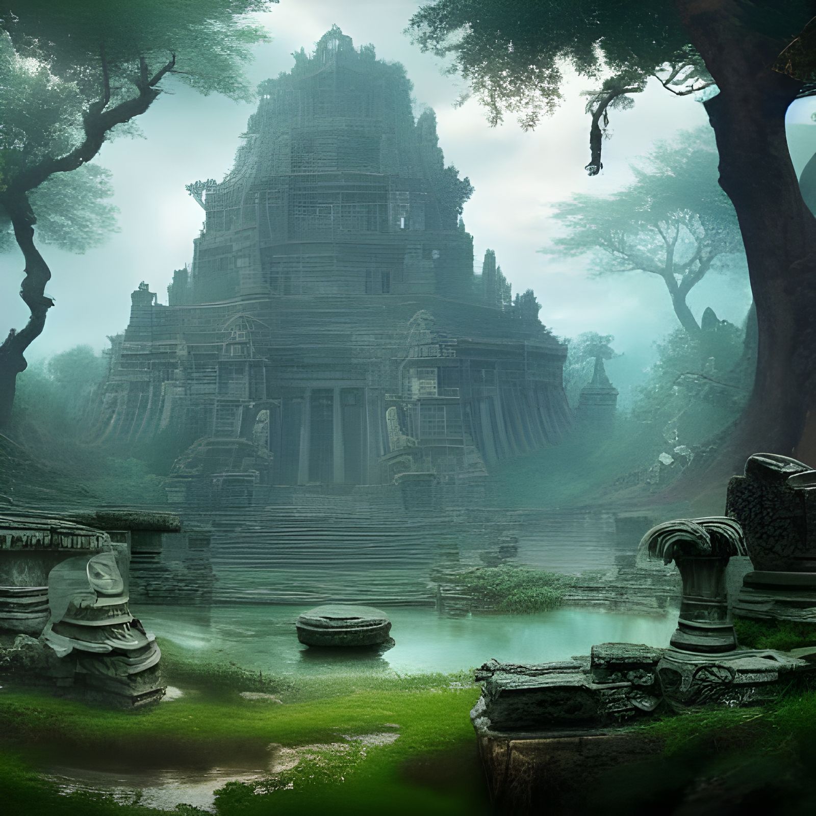 Magnificent Ancient Ruins Lost in Fantasy Forest