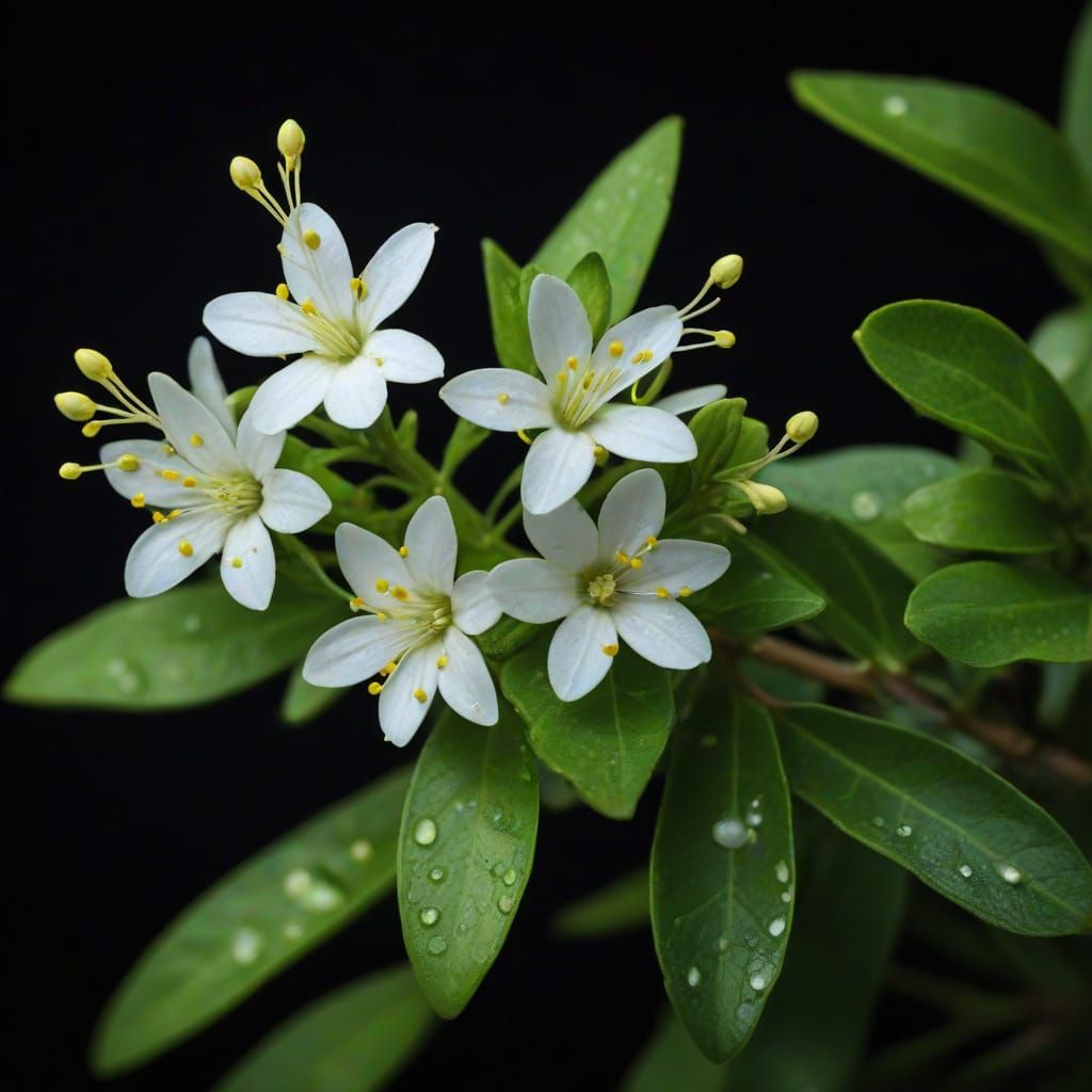 Vibrant Night Jasmine Blooms Under Celestial Spotlight