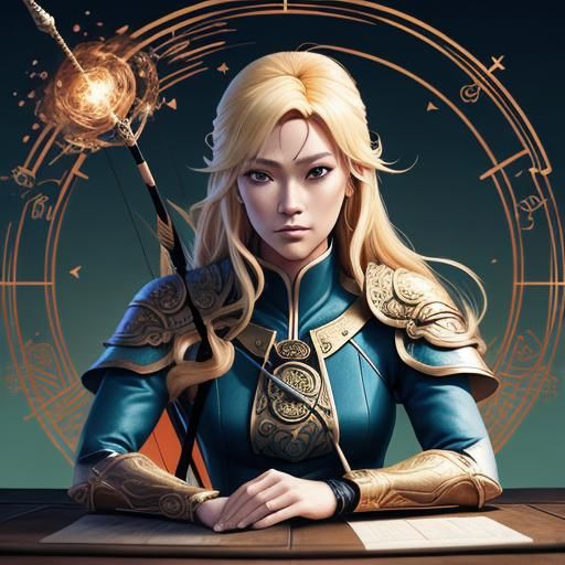 Anime Tarot Reader with Archer's Bow