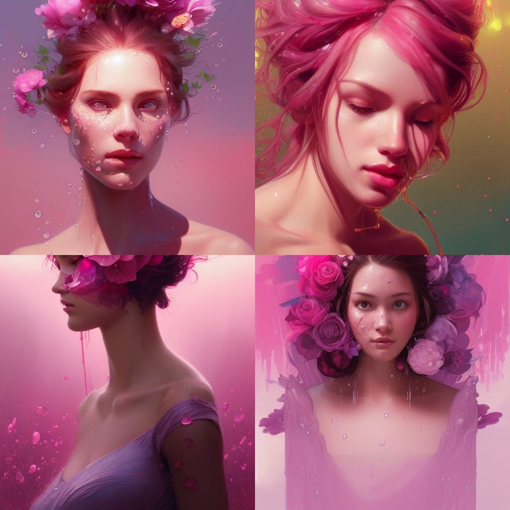 Floral Woman Portrait in Hyperdetailed Style