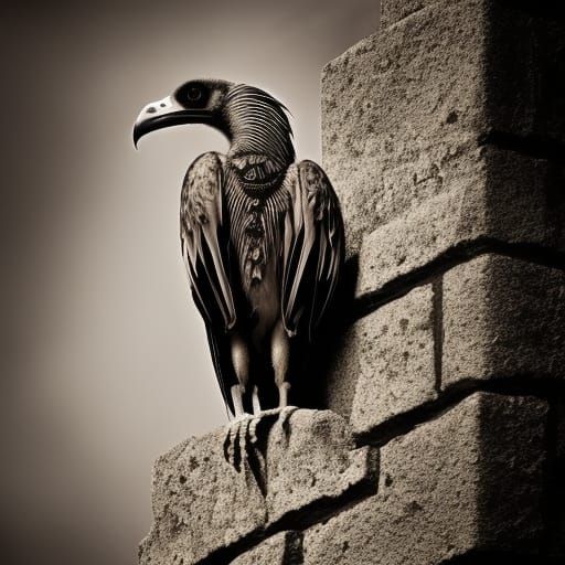 Hyperrealistic Stone Vulture in High Definition