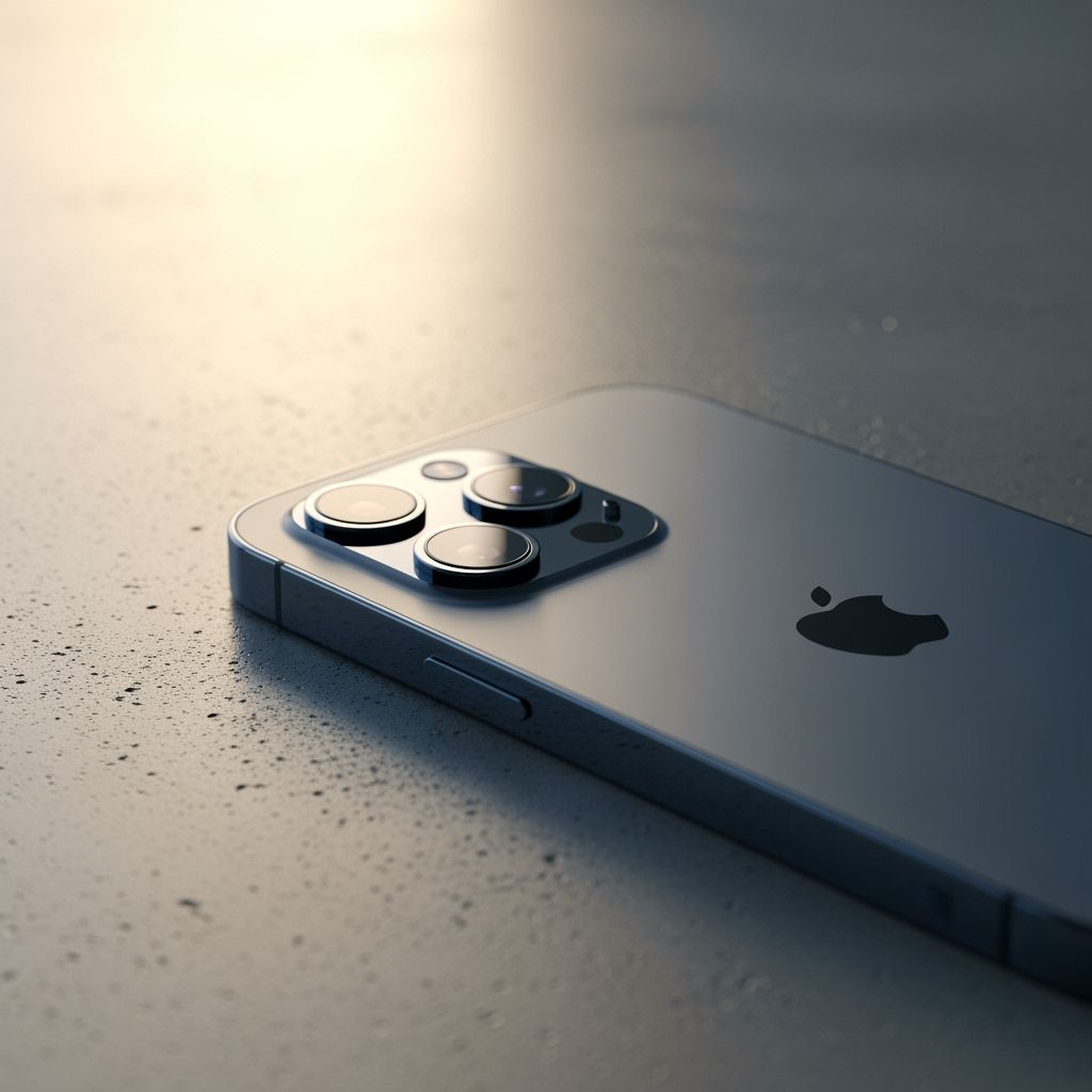 iPhone 15 Pro Max Titanium Blue on Concrete