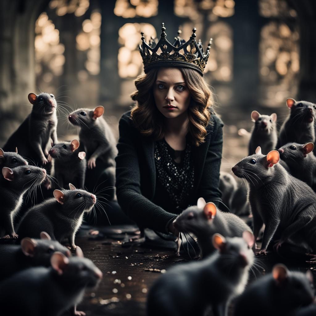 Dark Queen Surrounded by Rats: Professional Photography