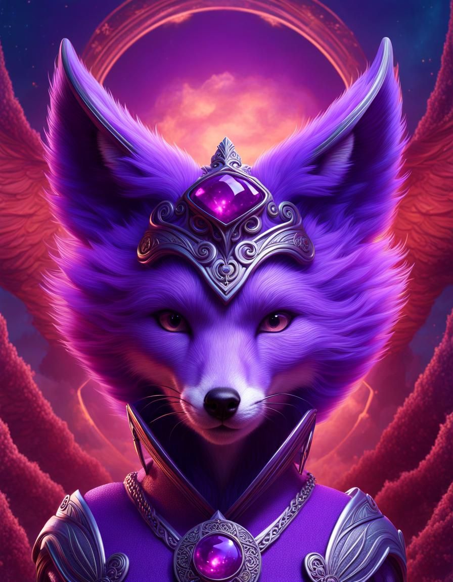 Purple Fox Angel in Psychedelic Fantasy Art