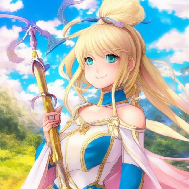 Anime Mage Heroine in Medieval Isekai Style