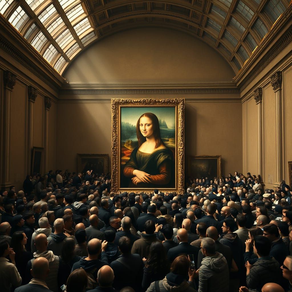 A Realistic Crowd Surrounds the Mona Lisa