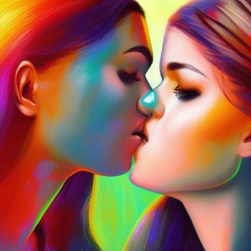 Hyperrealistic Kiss: A Dramatic Splash Art Concept
