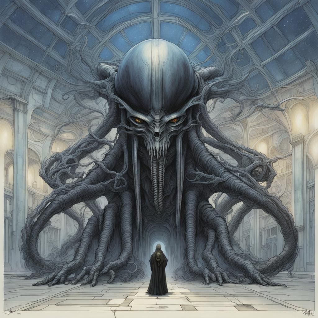 Surreal Alien Landscape Inspired by Ghibli and Moebius