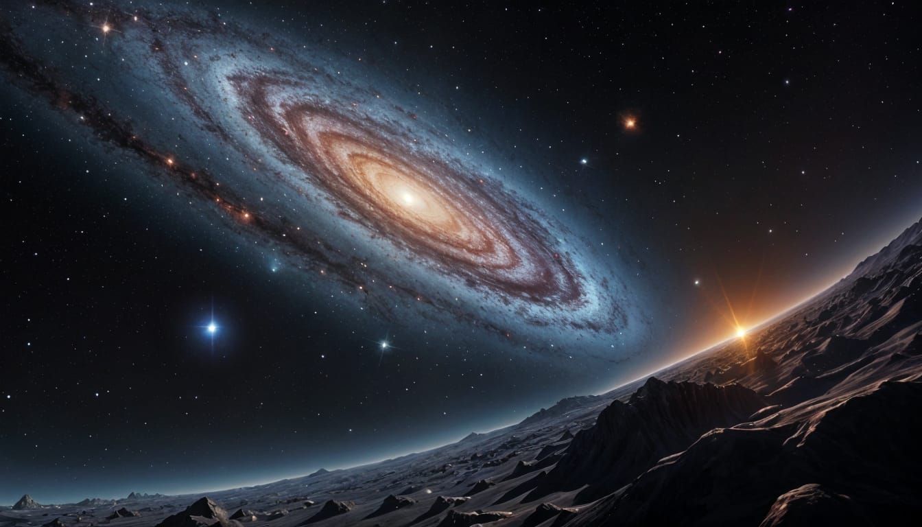 Desert Planet View of a Spiral Galaxy