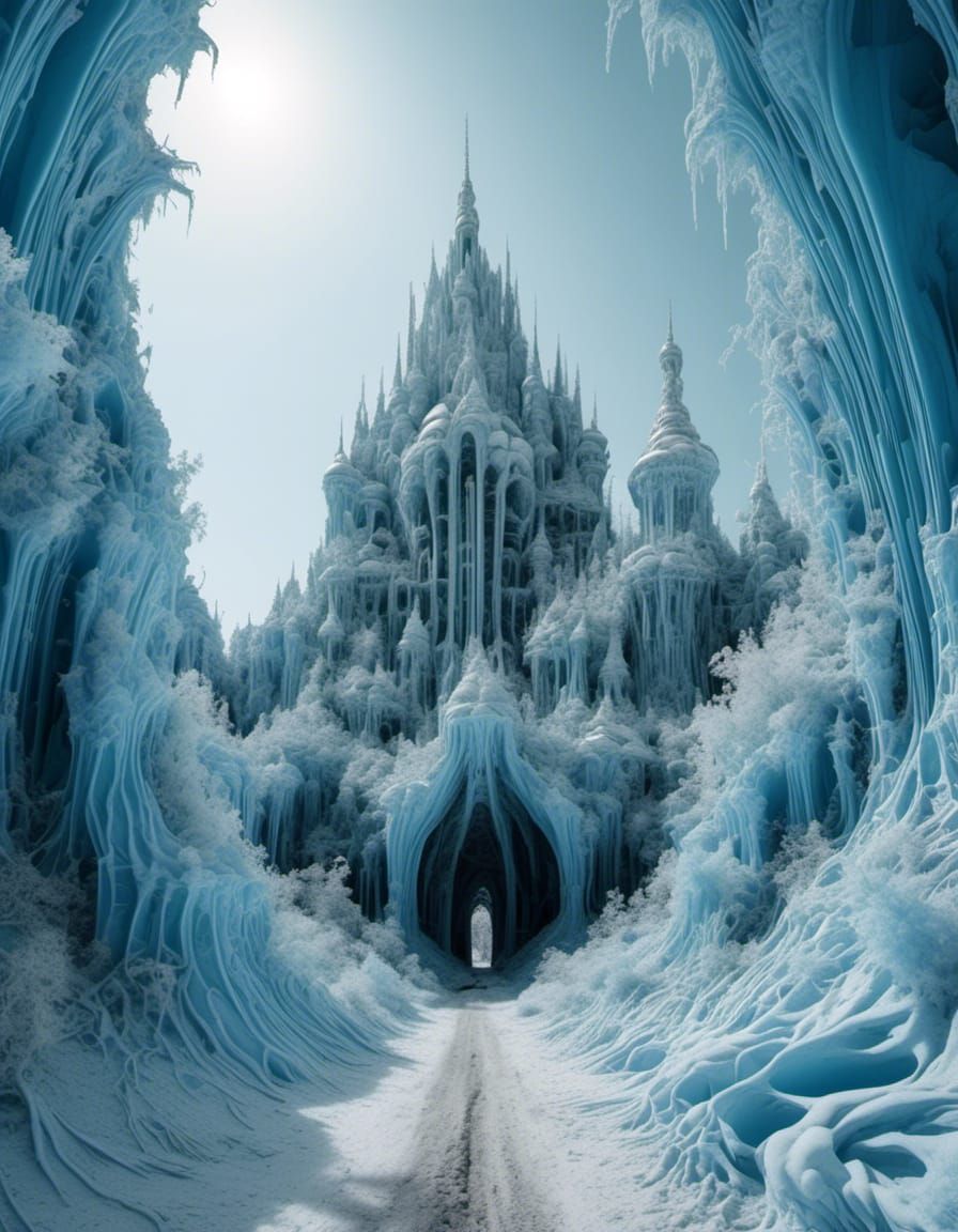 Icy Blue Mandelbulb Apocalypse in Siberian Gothic Style