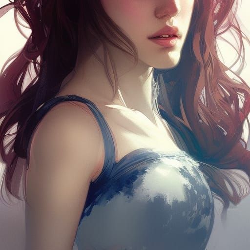 Detailed Portrait with Dynamic Lighting in Art Nouveau Style