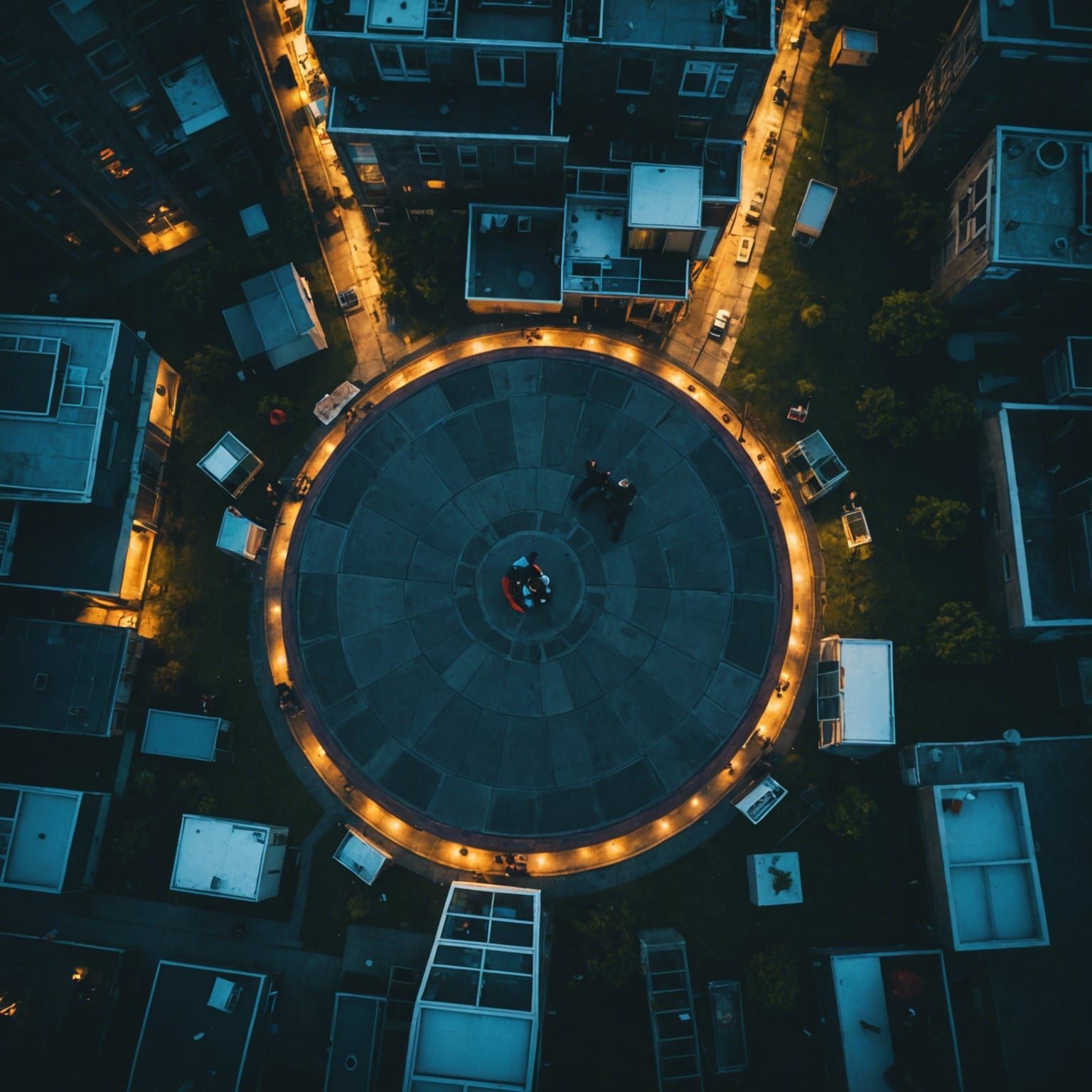 seen from space a flying disc with people dancing inside or ...