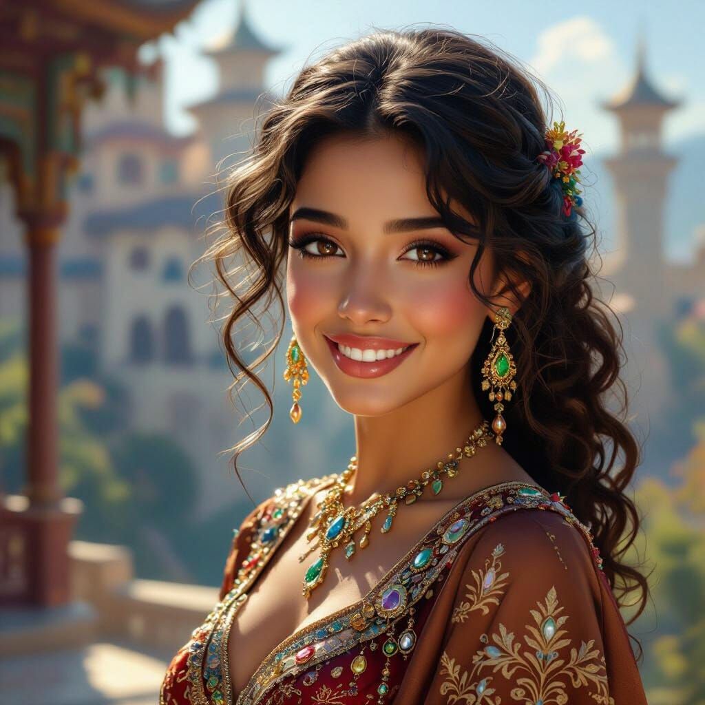 Oriental Beauty in Jeweled Costume by Castle