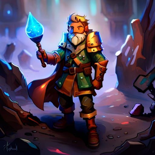 D&D Gnome Artificer rogue, mechanical and gears armor, holographic