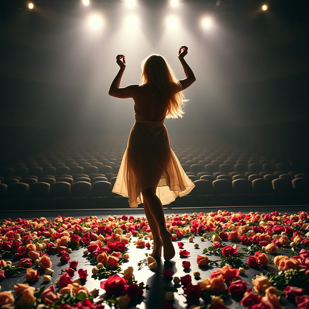 Silhouette of a Dancer in Empty Concert Hall