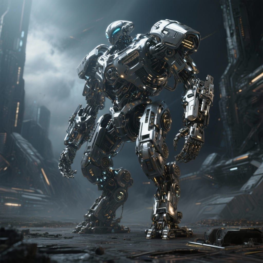 Mechanical Alien Destroyer in Sci-Fi Style