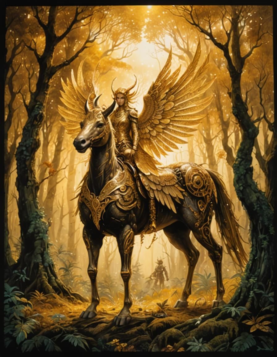 Golden Winged Beauty in Extraterrestrial Forest