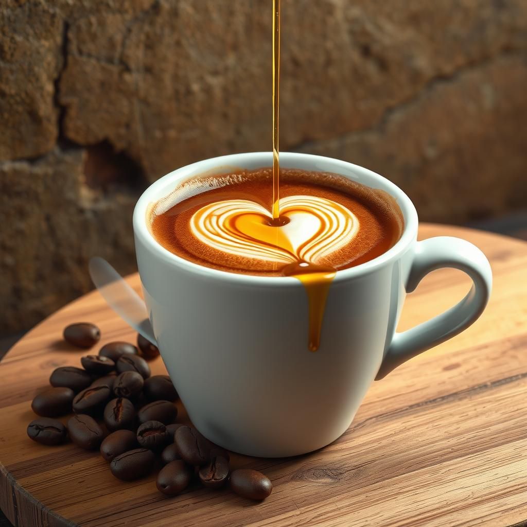 Coffee with Syrup and Foam Heart