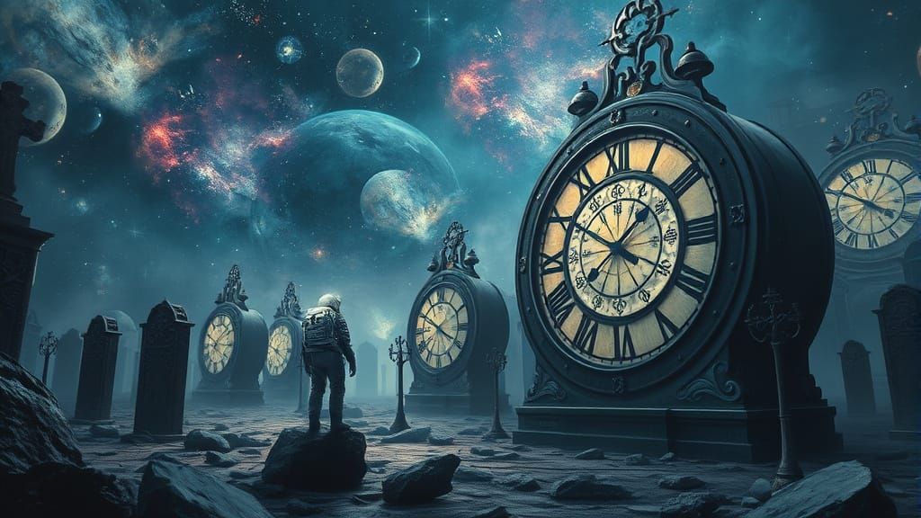 Astronaut Explores Cosmic Graveyard With Giant Clocks