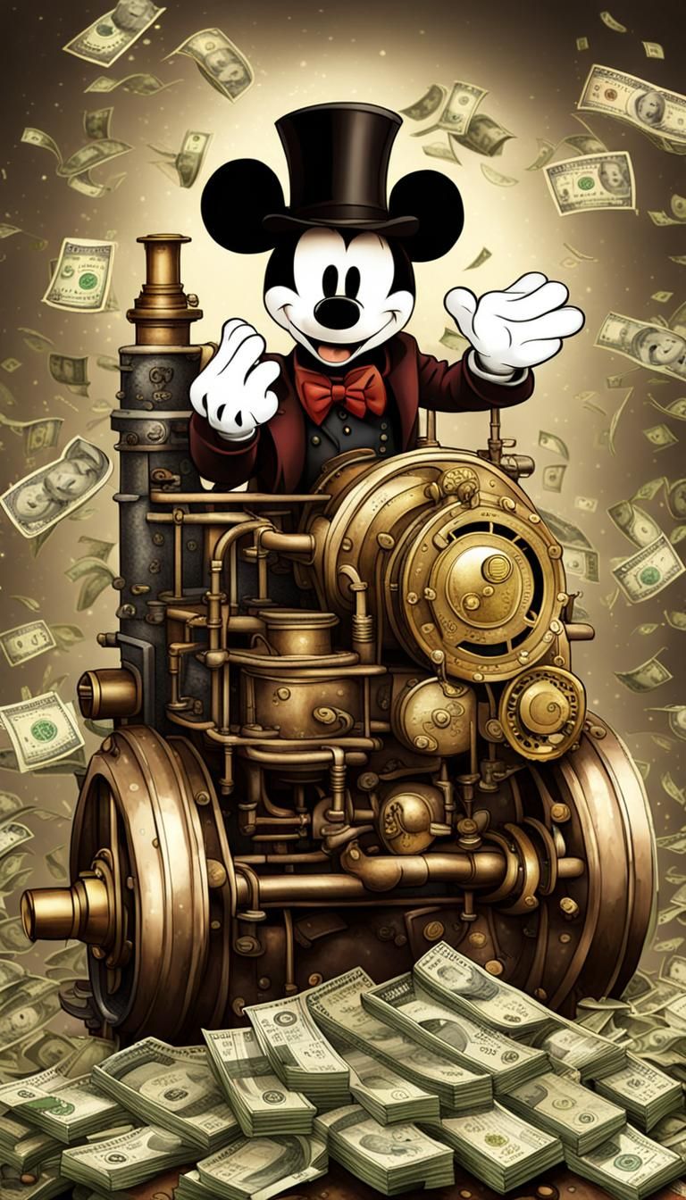 Steampunk Mickey Mouse raining money