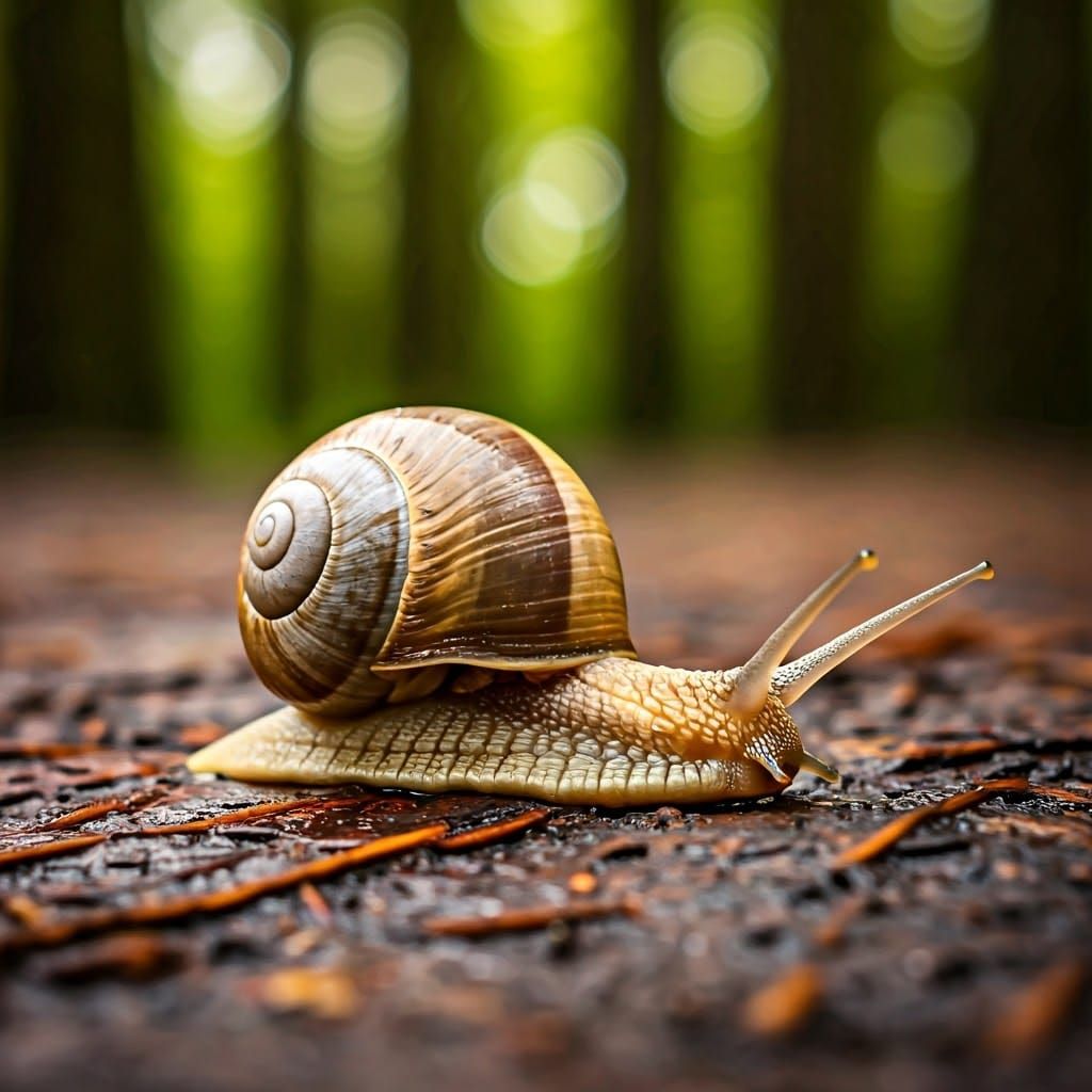 Autumn Forest Snail in Earthy Tones Macro Shot