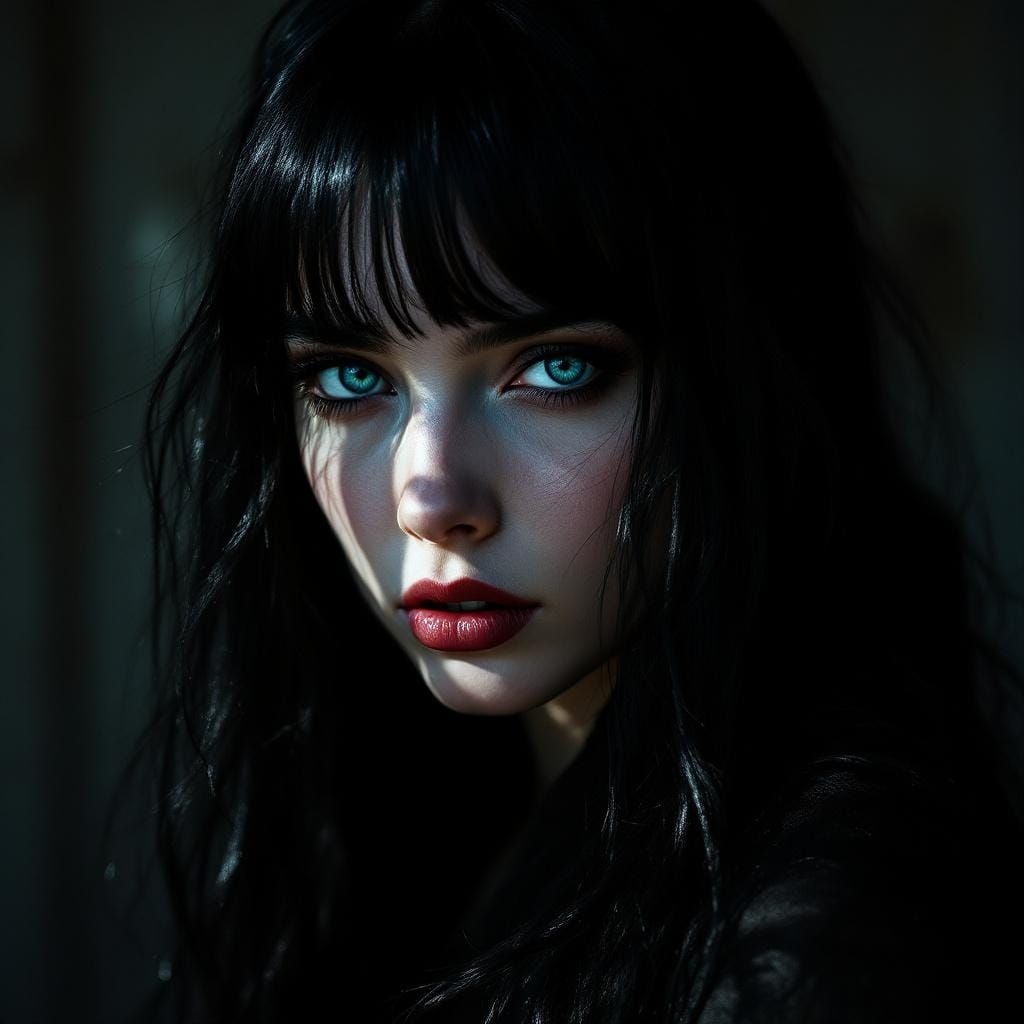 Dramatic Portrait of a Mysterious Woman in Noir Style