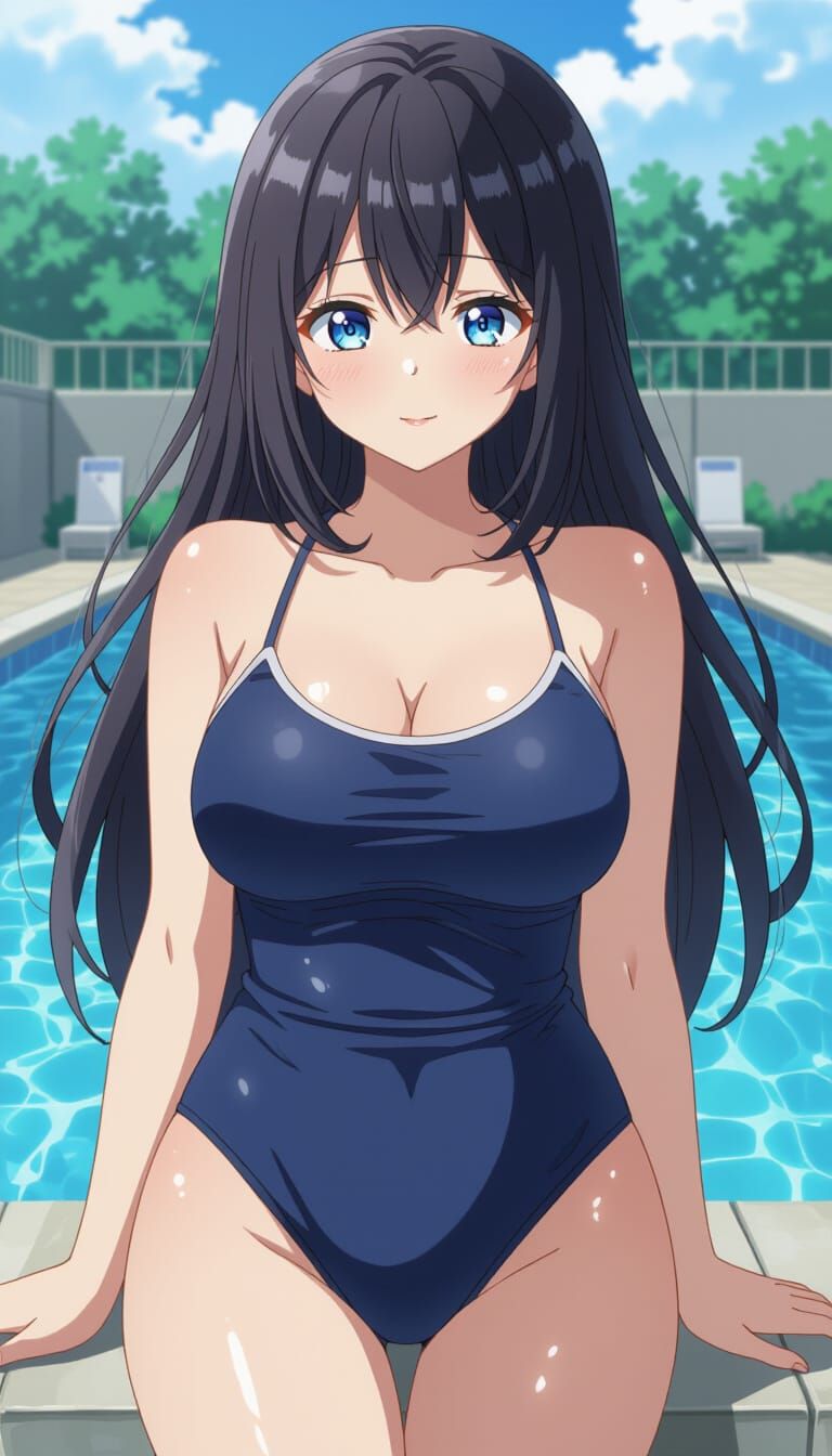 Anime Girl in School Swimsuit by Fellatrix Style